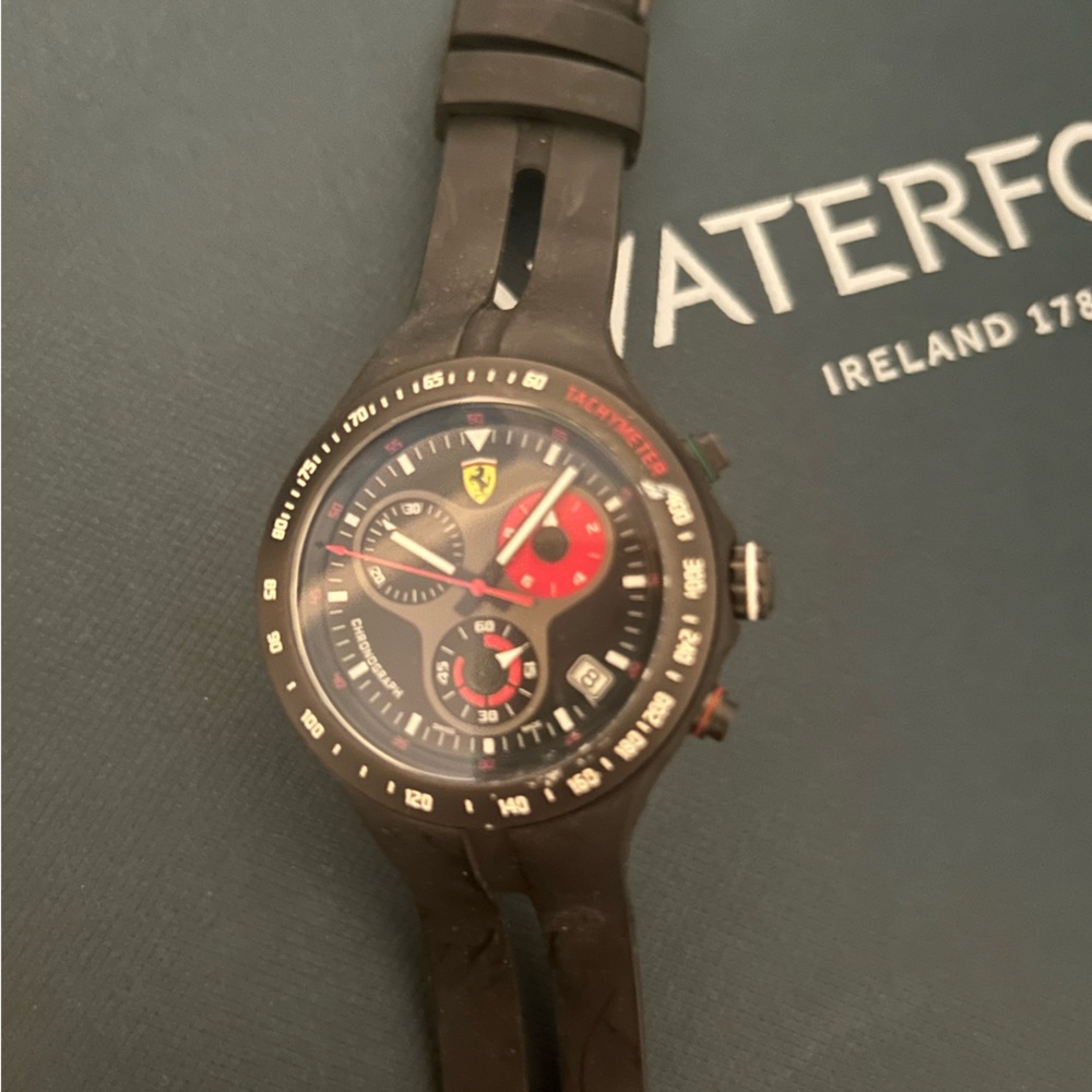 Ferrari Black and Red Chronograph Watch